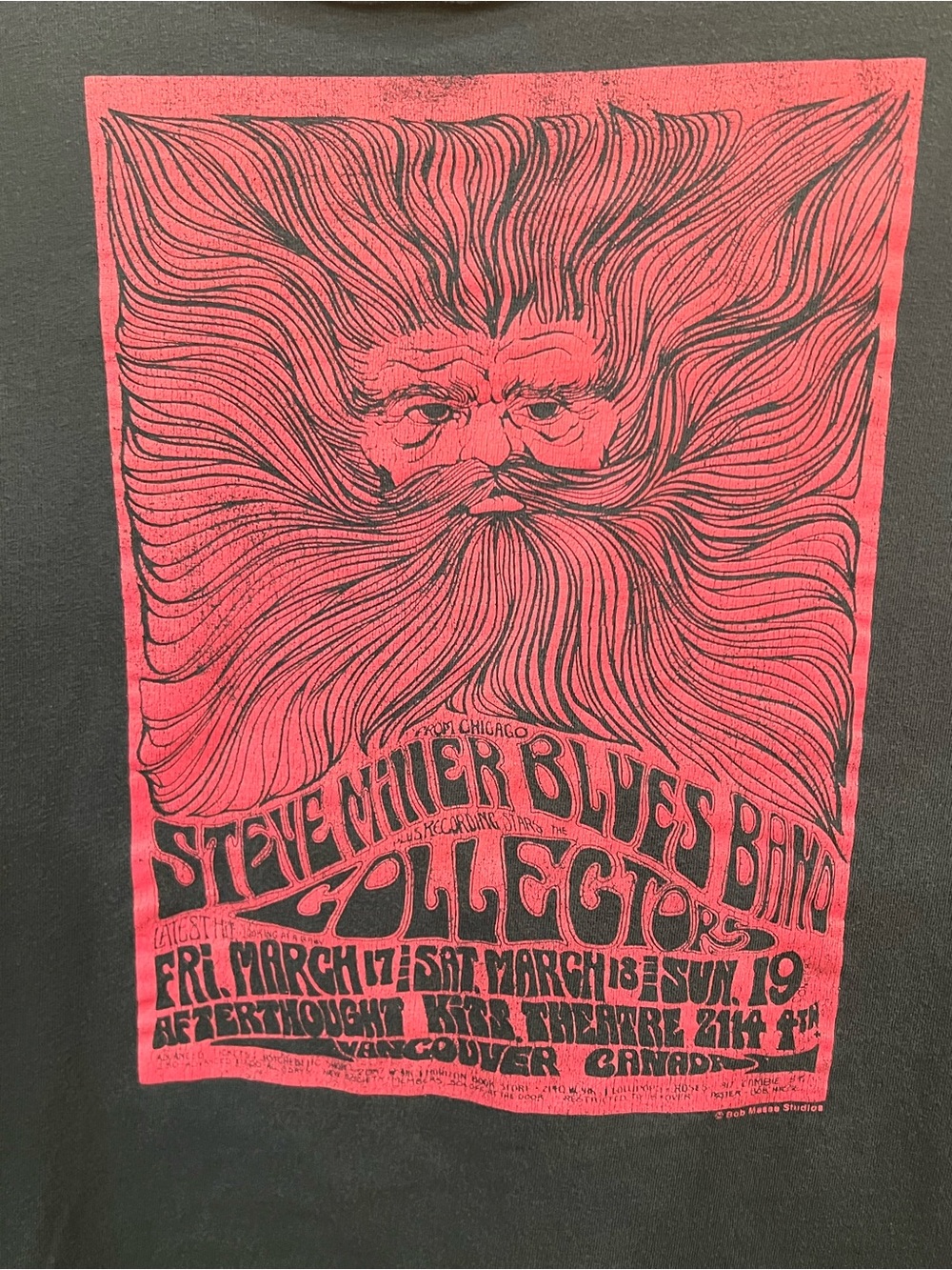 Black T-Shirt with Red Steve Miller Blues Band Graphic